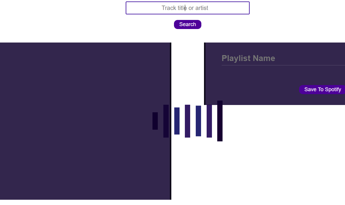 Homepage of the playlist app
